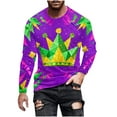 thumbnail image 2 of UVEASISHA Mens Long Sleeve Mardi Gras T-Shirts Big and Tall Fashion Hipster Graphic Tees Carnival Themed Printed Workout Shirt Hip Hop Streetwear Tee Tops Purple XL, 2 of 5