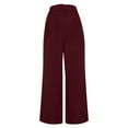 thumbnail image 5 of Lenpel Palazzo Pants for Women Twill High Waisted Business Casual Wide Leg Work Pants Baggy Office Trousers with Pockets(Wine,X-Large), 5 of 6