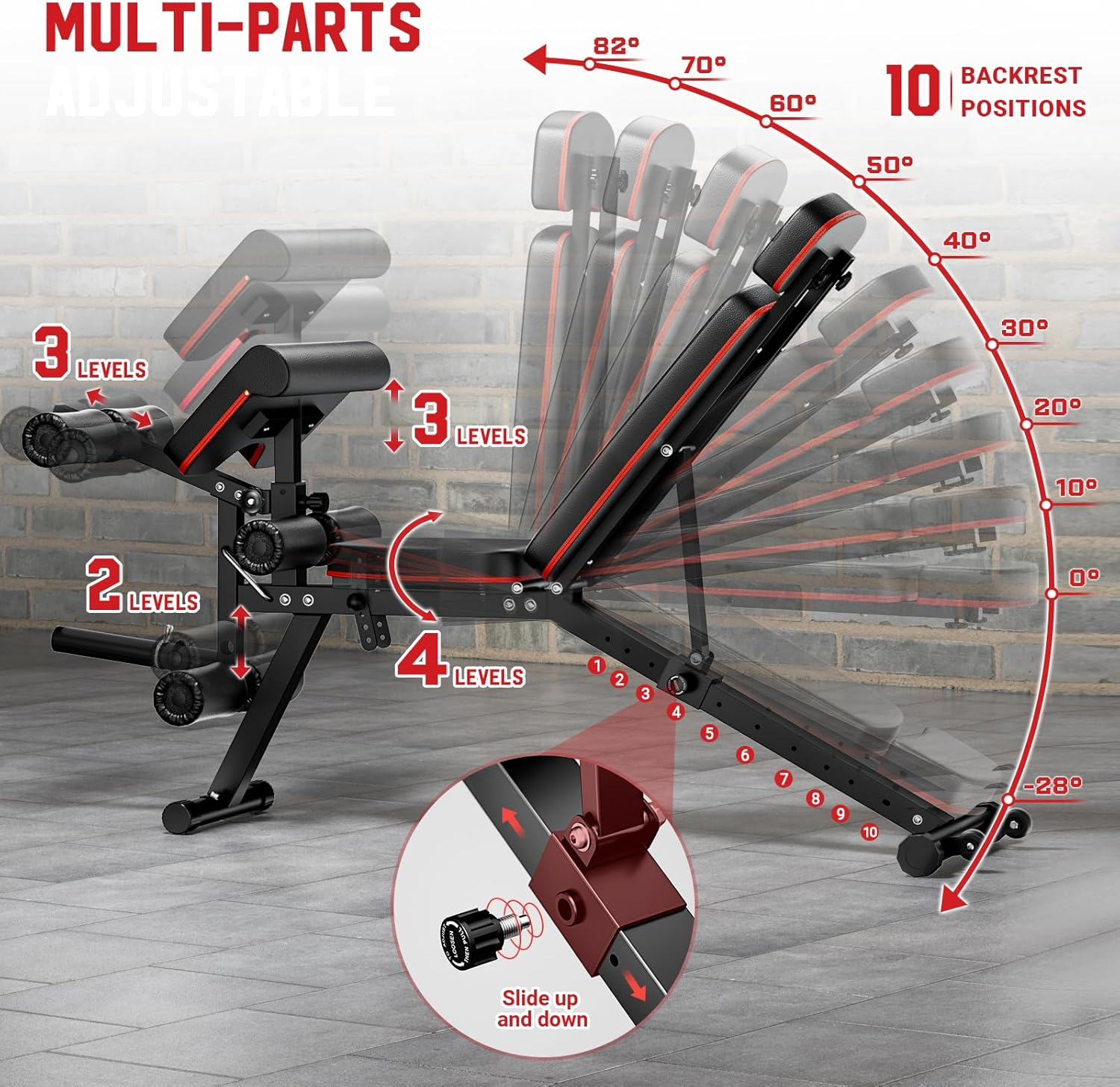 GIKPAL 10-Position Adjustable Olympic Weight Bench photo 7