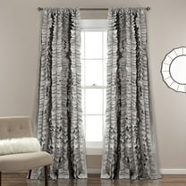 Lush Decor Belle 84" x 54" Textured Gray 3" Rod Pocket Single Window Panel Curtain