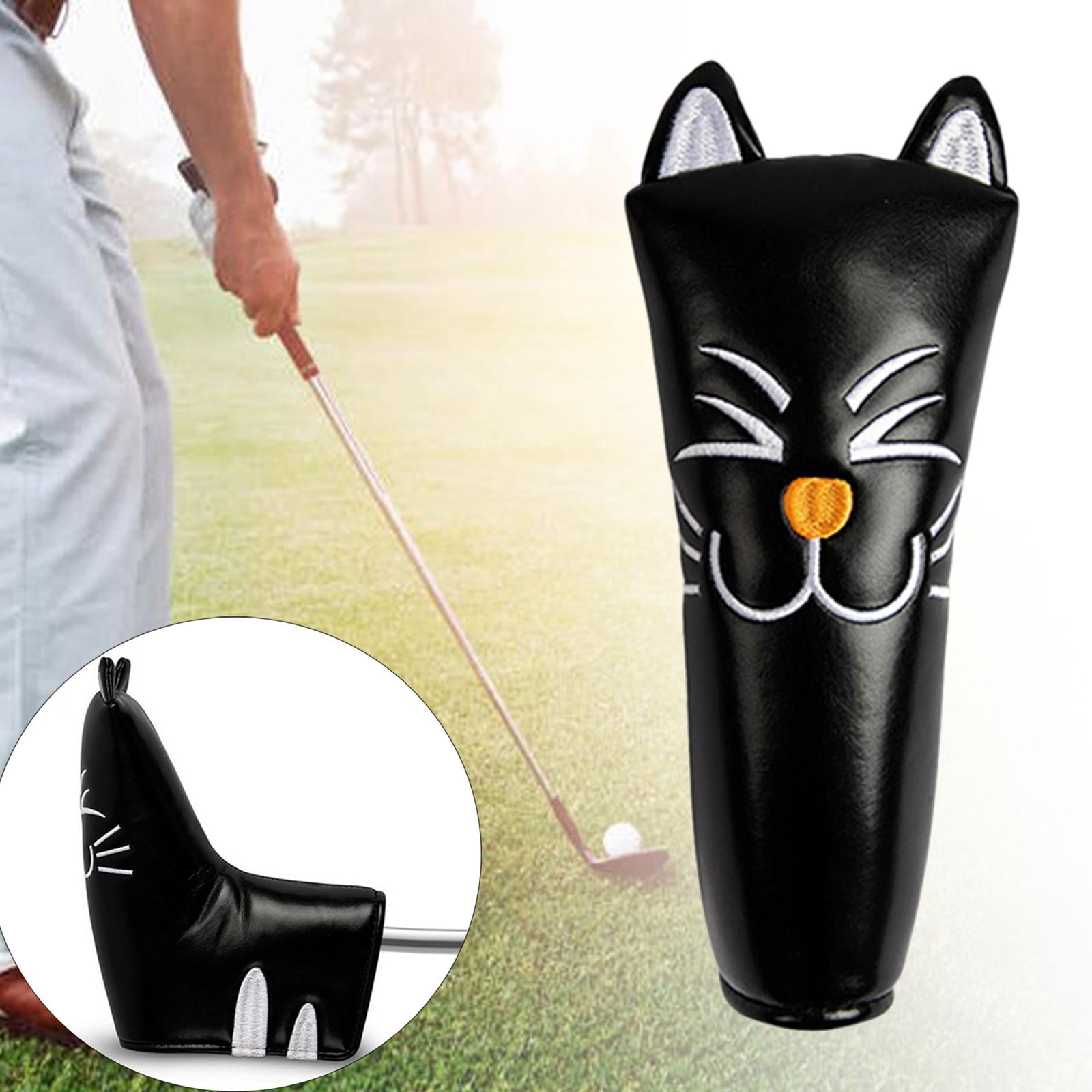 harayaa Golf Club Head Covers Mallet Putter Cat Pattern Accessories Putter Cue Headcover Straight Black