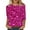 Hot Pink, variant on Tshirts Women 3/4 Sleeve Casual Sequined Crew Neck Loose Printed Women's Tops Pink M