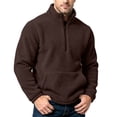 thumbnail image 4 of Men's Oversized Fleece Half Zip Stand Collar Sweatshirt Long Sleeve Kangaroo Pocket Loose Fit Casual Everyday Fall Winter Pullover Top, 4 of 9