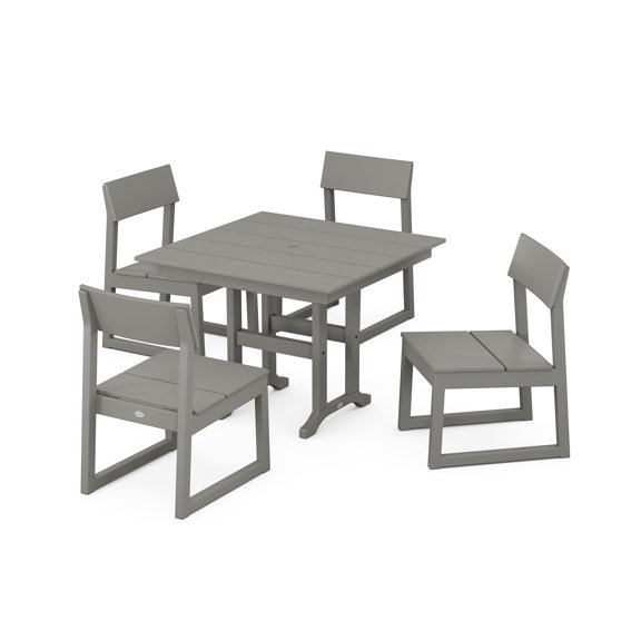 POLYWOOD EDGE Side Chair 5-Piece Farmhouse Dining Set in Slate Grey