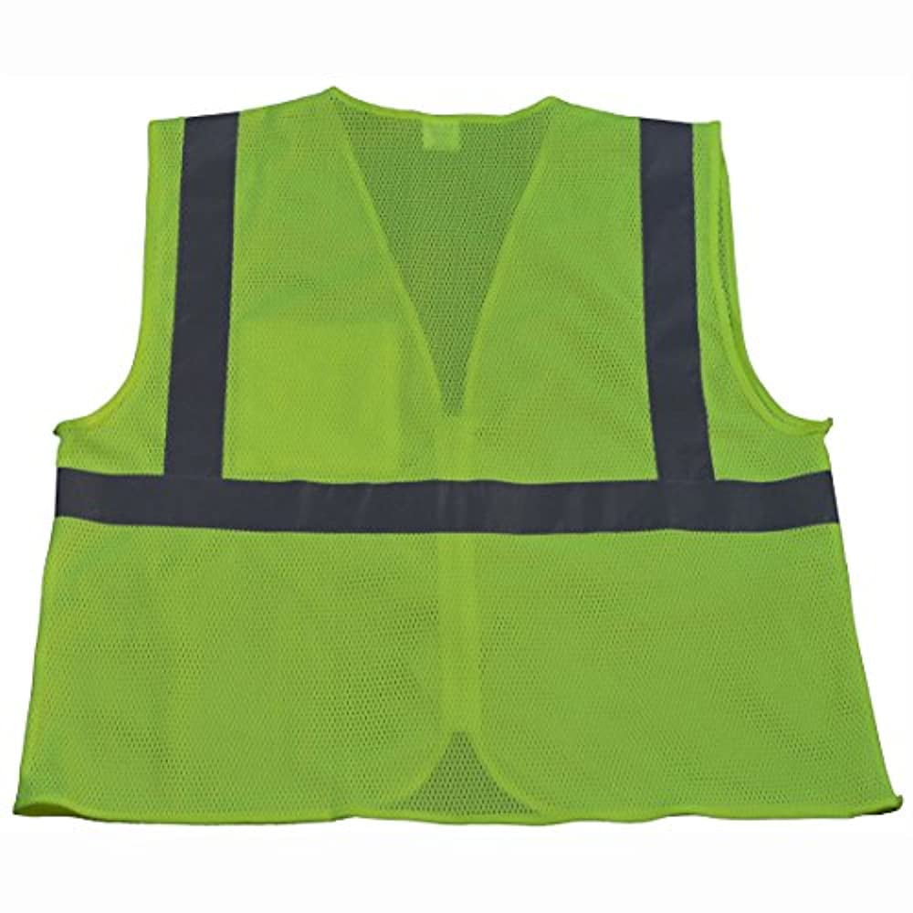 Petra Roc LVM2-CB0-2X-3X Safety Vest Ansi Class 2 Lime Mesh Zipper Closure 1 Chest Pocket, 2X & 3X