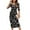 c-Black Womens Summer Dress, variant on Women Casual 3/4 Sleeve Solid/Floral Party Midi Dresses Crew Neck Ruched Bodycon Dresses Wrap T Shirt Summer Dress