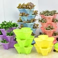 thumbnail image 4 of Hariumiu Garden Stackable Plant Pot, Petal Design Stereoscopic Planting Pots, Plastic Strawberry Potted Pots for Garden Family Balconies (Chassis and Wheels Sold Separately), 4 of 12