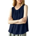 thumbnail image 7 of Women's Plain Sleeveless Tank Top Summer Oversized Crew Neck Basic Tee Tank Flowy Casual Boho Beach Vacation Tops Navy, 7 of 7