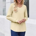 thumbnail image 7 of SYMOID Womens Long Sleeve V Neck Raglan Sleeve Top - Stretch 95% Polyester 5% Spandex, Beige Relaxed Fit, Budget-Friendly Casual Everyday Layering Shirt for Walmart,Size L, 7 of 7