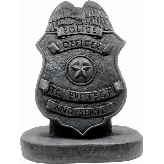 Solid Rock Stoneworks Police Badge Stone Plaque Statue 17" Tall Indigo