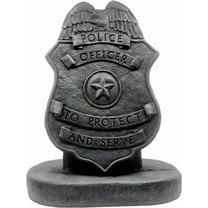 Solid Rock Stoneworks Police Badge Stone Plaque Statue 17" Tall Indigo