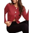 thumbnail image 4 of Cardigan for Women Spring Long Sleeve Button Down Work Office Sweaters Cute Winter Jacket Red S, 4 of 9