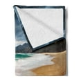 thumbnail image 2 of Driftwood Soft Flannel Fleece Blanket, Seascape Theme with Old Piece of Tree in the Beach with Stormy Weather Print, Cozy Plush for Indoor and Outdoor Use, 70" x 90", Blue and Ginger, by Ambesonne, 2 of 5