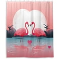 thumbnail image 2 of FREEAMG Pink Flamingo Shower Curtain, Waterproof Fabric Shower Curtains with 12 Hooks for Bathroom Hotel Spa Home Decor, 60 x 72 Inch, 2 of 6