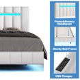 thumbnail image 4 of Sesslife Floating Bed Frame with LED Lights, Modern Upholstered Platform LED Bed Frame, Noise-Free, No Box Spring Needed(White), 4 of 8