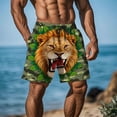 thumbnail image 2 of UVEASISHA Men's Casual Drawstring Shorts with Pockets Fashion Animal Printed Summer Beach Shorts Loose Lightweight Swimming Trunks Army Green 4XL, 2 of 9