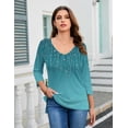thumbnail image 4 of Zeagoo Women's Blouse 3/4 Length Sleeve V Neck Dressy Floral Tunic Top Soft Lightweight Summer Tees Business Casual Work Tops, 4 of 7