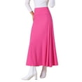 thumbnail image 4 of INSPIRE CHIC Women's Skirt High Waist Stretch Solid Lightweight  Flowy Flare Casual Maxi Skirts XS Rose Red, 4 of 6