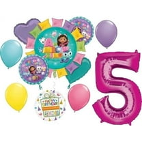 Gabby's 5th Birthday Party Supplies Cats and Dollhouse Balloon Bouquet Decorations