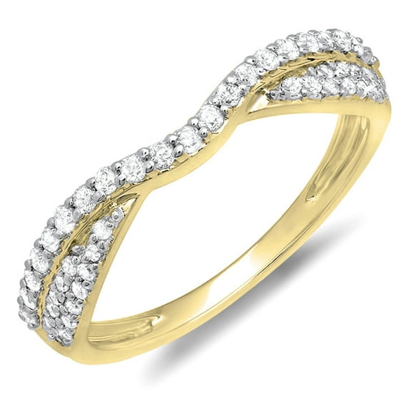 Dazzlingrock Collection 0.32 Carat (ctw) 14K Diamond Ladies Bridal Wedding Stackable Band 1/3 CT, Yellow Gold, Size 5