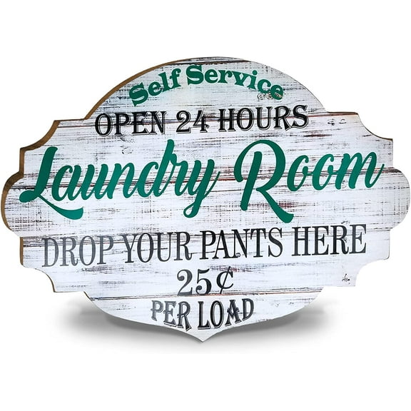 MY VINTAGE FINDS Laundry Room Signs Farmhouse Laundry Room Wall Decor (White)