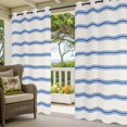 thumbnail image 2 of Outdoor Curtains for Patio Waterproof Blue Stripes Indoor/Outdoor Curtain Tiebacks Abstract Lines Striped Privacy Curtain Sun Block Grommet Drapes for Pergolas Gazebo Porch 2 Panel 54x108 Inch, 2 of 9