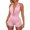 Pink, variant on Womens One Piece Halter Shorts Romper Outfits Lace Splicing Backless Cowl Neck Jumpsuits Sleeveless Deep V Bodycon Shorts Set Solid Color Stretchy Slim Fitted Clubwear Red S