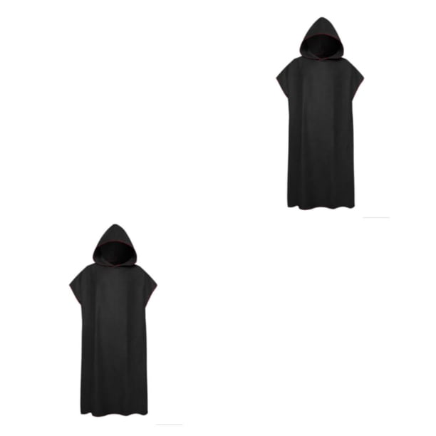 Qarigey Albornoz de poliéster a prueba de viento de secado rápido reemplazo térmico microfibra lavable hombres mujeres con capucha de Negro 2piezas