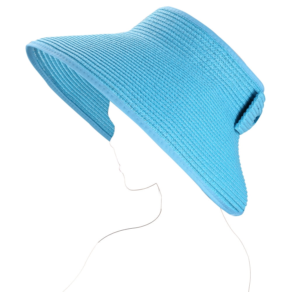 Fashion Women's and Girl's roll-up Summer Bow Tie Straw Visor Sun Hat
