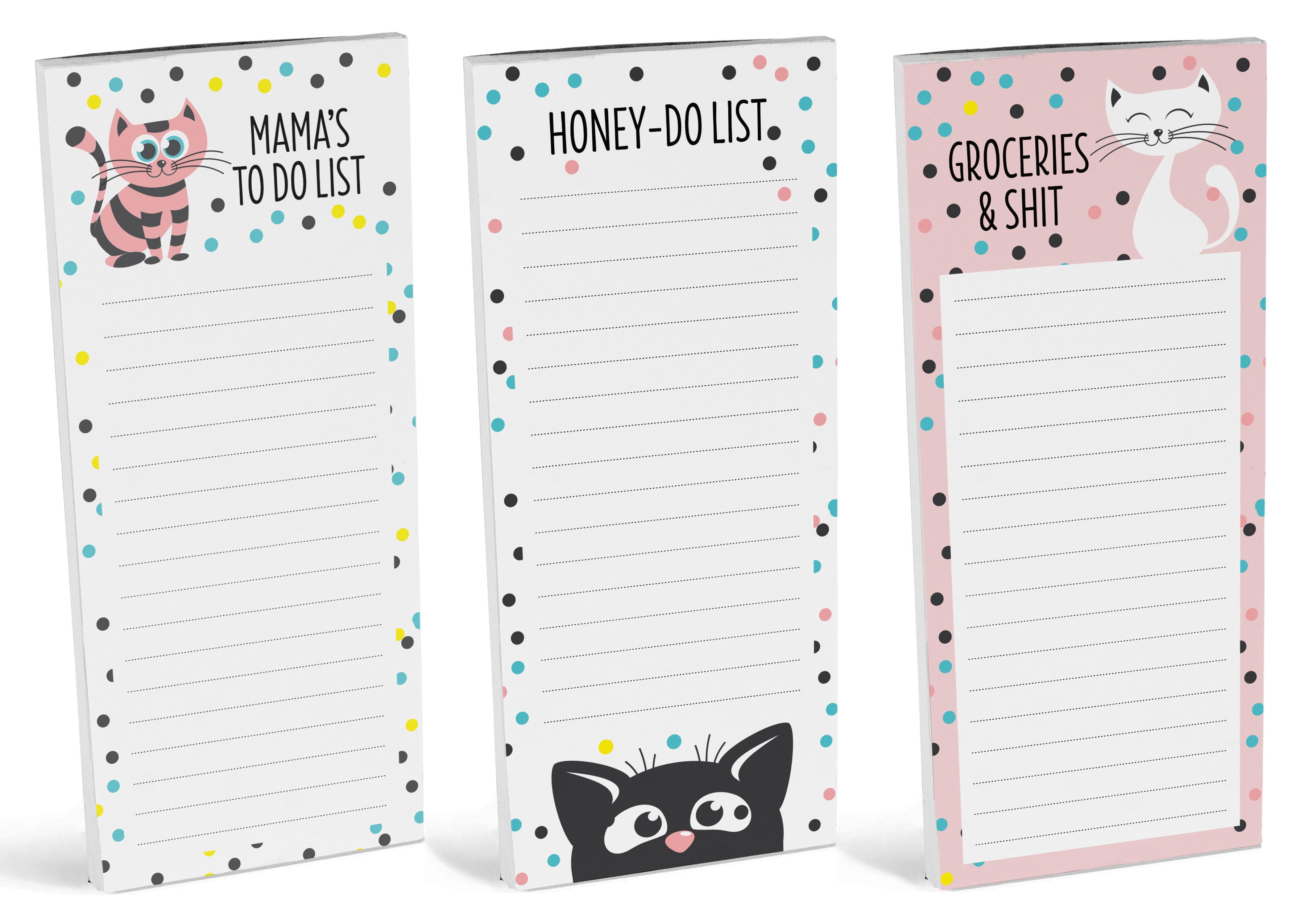 Inkdotpot Pack of 3 Magnetic Fridge To-Do List Notepads- Magnetic Memo Pads For Refrigerator-(50 Sheets Each)-TB