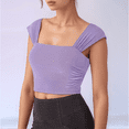 thumbnail image 5 of SOMER Tank Tops for Womens Crop Tops Gym Yoga Workout Tops Sleeveless Strappy Design, Athletic Shirt Casual Sports Top Purple, 5 of 7