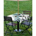 thumbnail image 4 of Boanket Outdoor Tablecloth with Umbrella Hole for Patio/Picnic/Party/Camping, Teal Turquoise Tulip Waterproof Table Cloth Square Cover Washable, Botanical Floral Petal Plants (60"x 60"), 4 of 7
