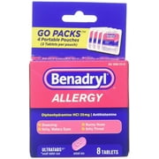Benadryl Allergy Ultratabs Tablets, Go Packs 8 ea (Pack of 2)