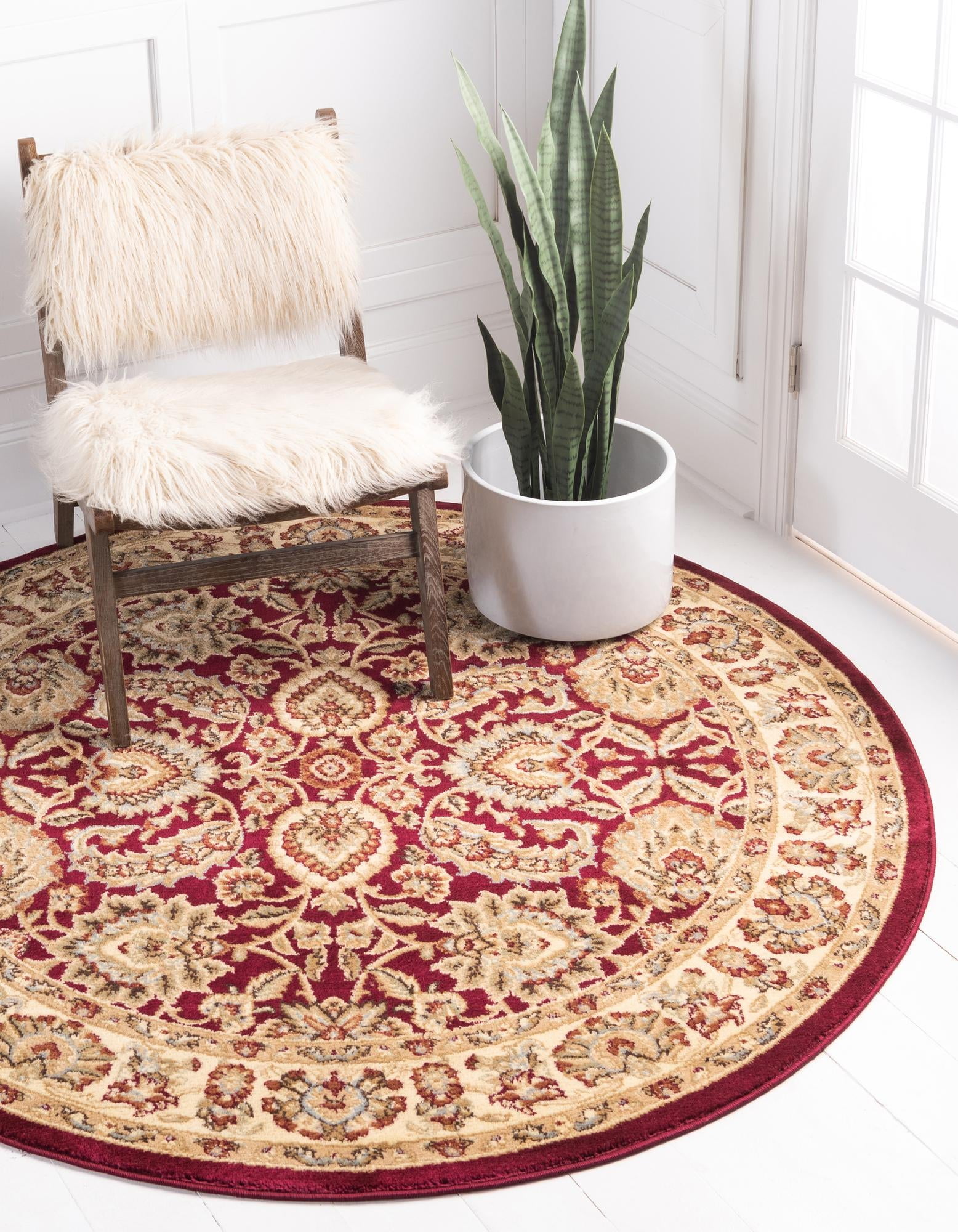 Aditi Collection Rug 6' Round Red Low Rug Perfect For