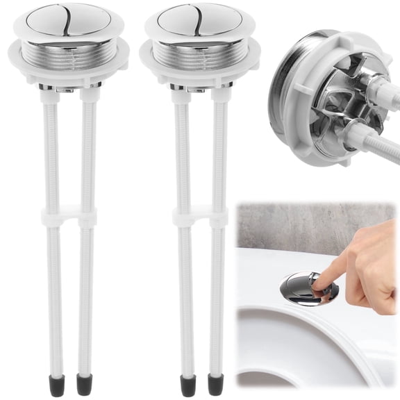 TMWEFUSC 2 Pack Dual Flush Toilet Push Button Replacement, 48mm/1.89 inch Toilet Tank Button, Adjustable Chrome Top Mount Kit