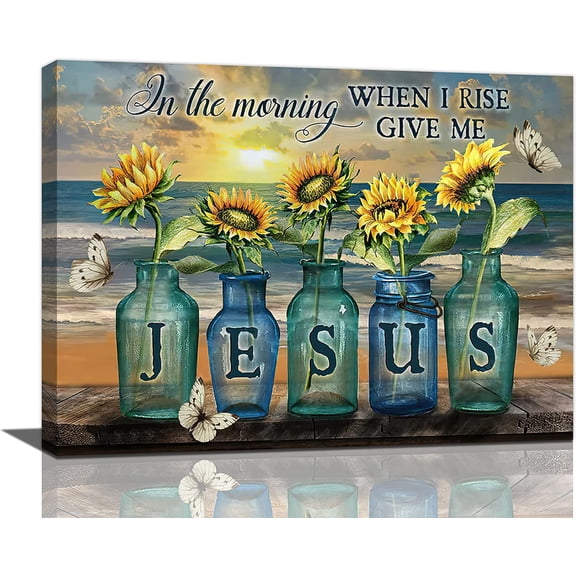 Sunflower Wall Art Beach Sunflower Pictures Wall Decor Canvas Print Painting Modern Home Artwork For Bathroom Living Room Bedroom Framed 12"X16"
