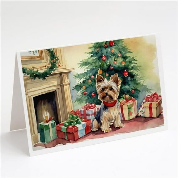 Yorkie Christmas Greeting Cards and Envelopes Pack of 8 7 in x 5 in