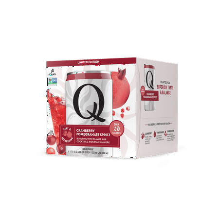 Q Mixers Cranberry-Pomegranate Spritz, Ideal for Cocktails & Mocktails - Made with Real Ingredients, Perfectly Carbonated & Less Sweet - 40 Calories per Can - 7.5oz Fl oz Cans (Pack of 4)