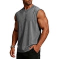 thumbnail image 3 of LTTVQM Men's Sleeveless Workout Shirts Tank Tops Muscle Cut Off Shirt Cotton Acid Washed Summer Beach Casual Distressed Vintage Tee Gray XL, 3 of 10
