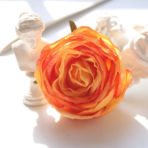 Flores de seda artificial, Decoración de brotes de rosa falsos DIY, Naranja