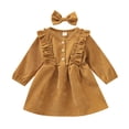 thumbnail image 2 of ITFABS Baby Girl High-Waist Ruffle Buttons Princess Pleated Dress Headband, 2 of 10