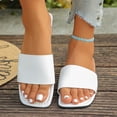thumbnail image 6 of Gpaecead Women Square Toe Flat Beach Slippers Solid Color Outdoor Cushioned Non Slip Spring Summer Casual Shoes,White, 6 of 8