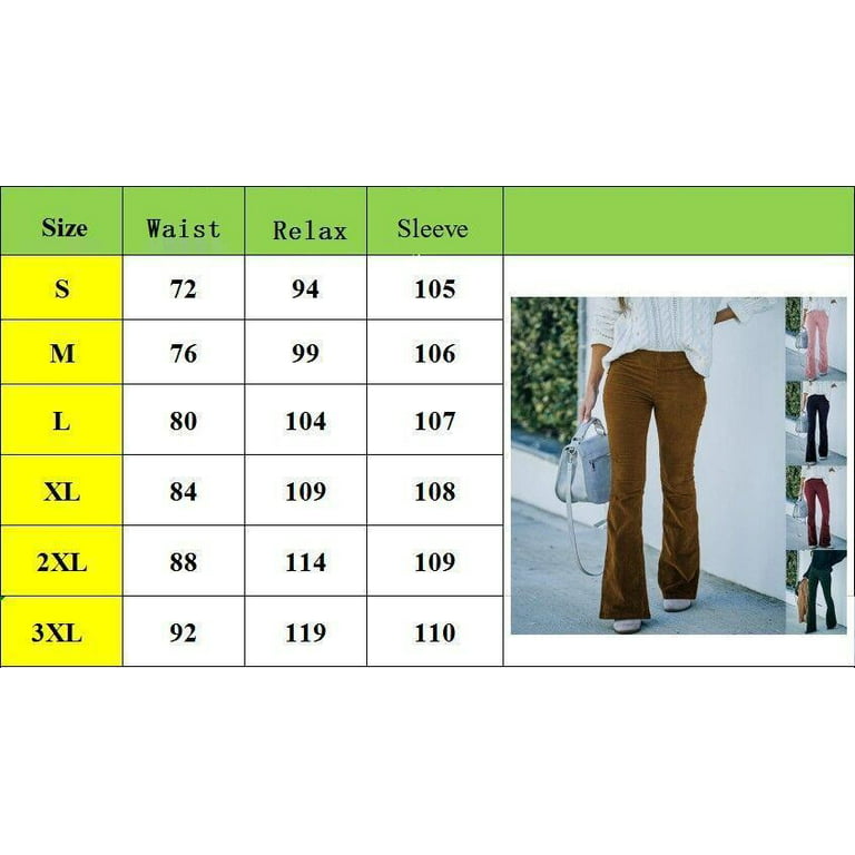 Womens Corduroy Pants Solid Color High Waist Stretchy Elastic Waist Flare  Pants Fashion Palazzo Trousers for Ladies