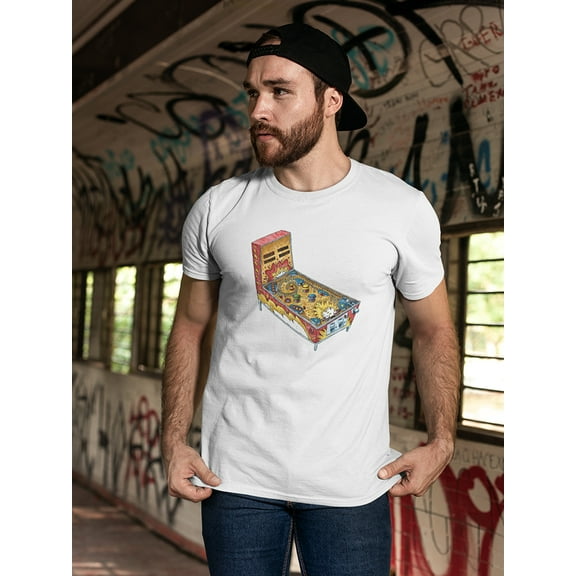 Hand Drawn Pinball Machine T-Shirt Men -Image by Shutterstock, Male XX-Large