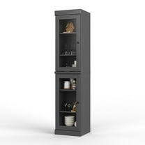 Palace Imports 100% Solid Wood 16.5" Kitchen Pantry Storage Cabinet with Glass Doors and Adjustable Shelves, Gray