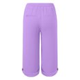 thumbnail image 3 of felwors Wide Leg Capri Pants for Women Plus Size Cotton Linen Bermuda Shorts Casual Summer Cropped Lounge Trousers Beach Pant (Purple, S), 3 of 4