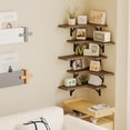 thumbnail image 5 of Fairy Corner Floating Shelves, Rustic Wood Corner Wall Shelves, Set of 5, 16.1x11.4 inches, Walnut, 5 of 7