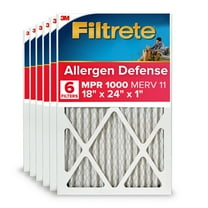 Filtrete 18x24x1 HVAC Furnace Air Filter, MPR 1000 MERV 11, Allergen Defense, 6 Pack