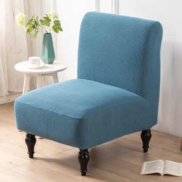 Nvzi Fundas elásticas para sillón sin brazos, de jacquard, para sofá individual, funda protectora para sillón sin brazos, extraíble (azul)