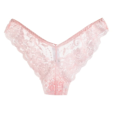 

Frehsky underwear women Women Lace See-Through Breathable Soft Briefs Panties Lingerie Underwear Pink